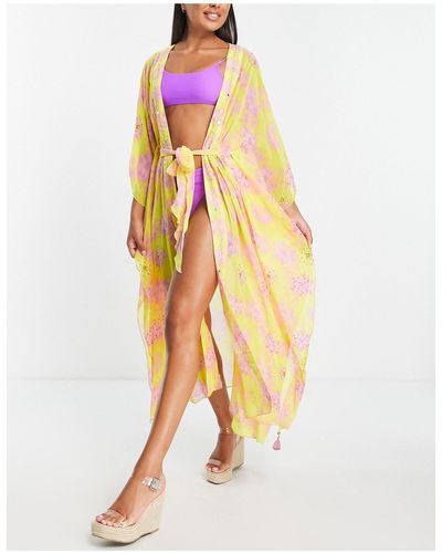 River Island Maxi Kaftan Met Tie-dye - Paars