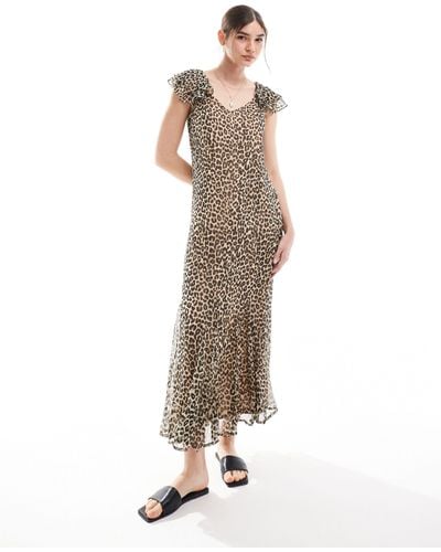 Vero Moda Frill Sleeve Maxi Dress - Natural