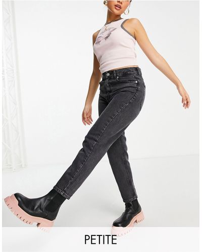 Pull&Bear Petite - Basic Mom Jeans Met Hoge Taille - Grijs