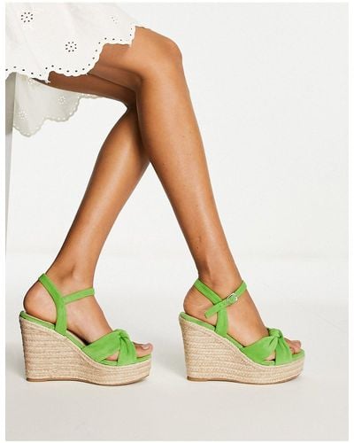Glamorous Espadrille Wedge Sandals - Green