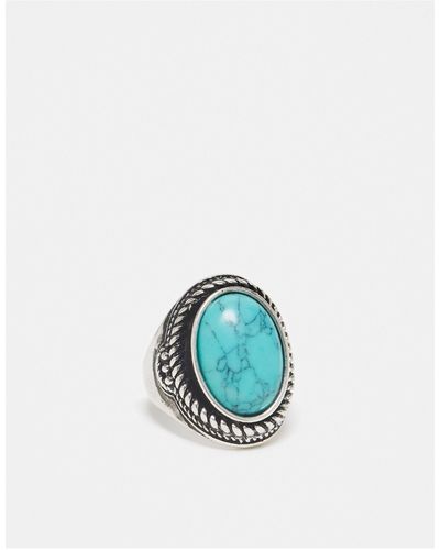 Reclaimed (vintage) Unisex Ring With Faux Blue Stone
