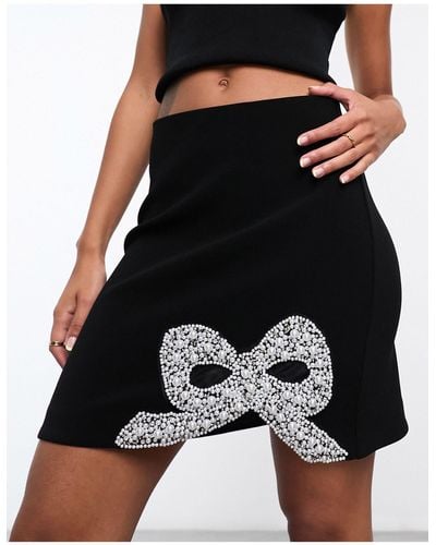 EVER NEW Bow Embellished Mini Skirt - Black
