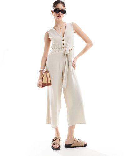 Threadbare Isabella Linen Blend Jumpsuit - White