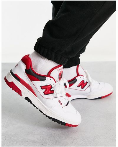 New Balance Sel mer et vraie formateurs rouges 550 - Blanc