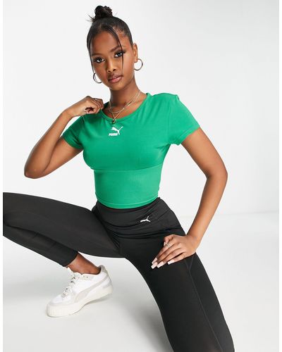 PUMA Structured T-shirt With Bust Detail - Green