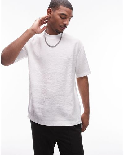 TOPMAN – oversize-t-shirt aus webstoff - Weiß