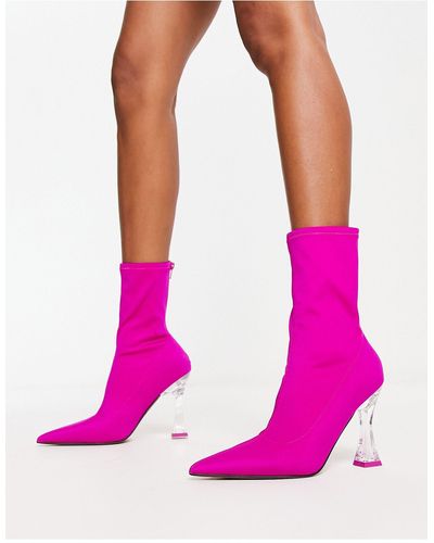 ASOS Botas s estilo calcetín con tacón transparente enterprise - Rosa