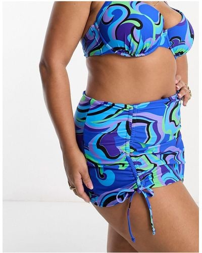 Simply Be – bikini-skort mit em wirbeldruck - Blau