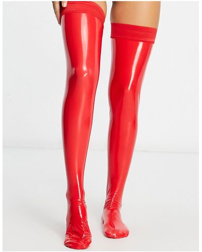 Ann Summers Wetlook Hold Ups - Red