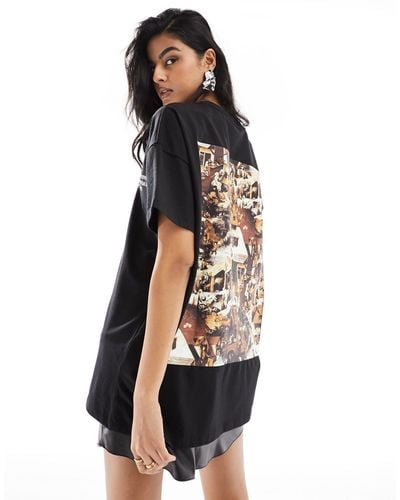 Something New X Art Gallery Oversized T-shirt With Back Print - Black