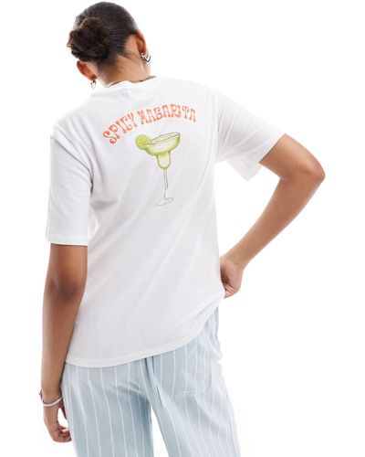 Pieces T-shirt With 'spicy Margarita' Print - White