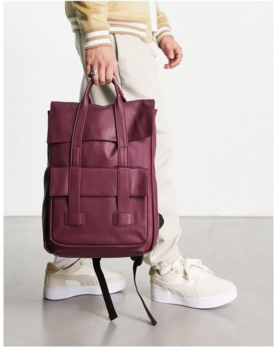 ASOS Faux-leather Backpack With Double Strap - Purple