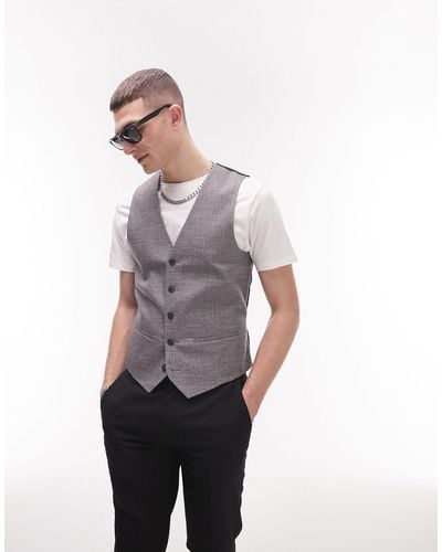 TOPMAN Textured Suit Vest - Gray