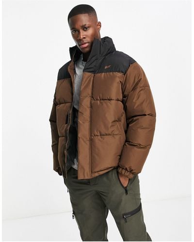 Pull&Bear Puffer Jacket With Contrast Detail - Brown