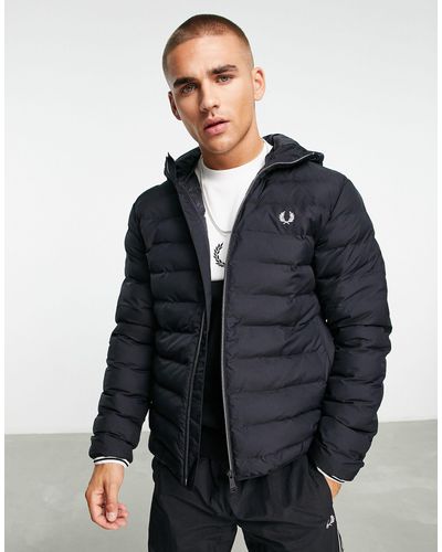 Fred Perry Hooded Padded Coat - Blue