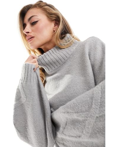 NA-KD Knitted Sweater With Arm Detail - Gray