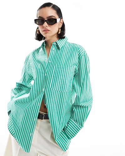 Mango Oversized Stripe Shirt - Blue