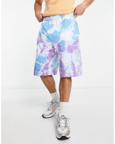 Collusion Oversized Shorts With Logo Print - Blue