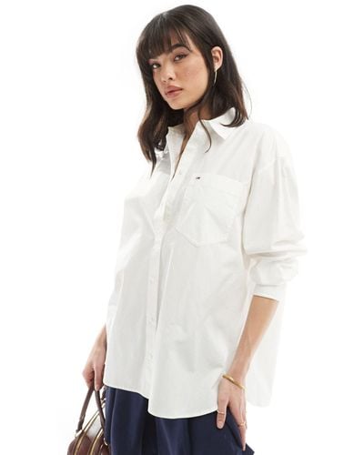 Tommy Hilfiger – essential – oversize-hemd - Weiß