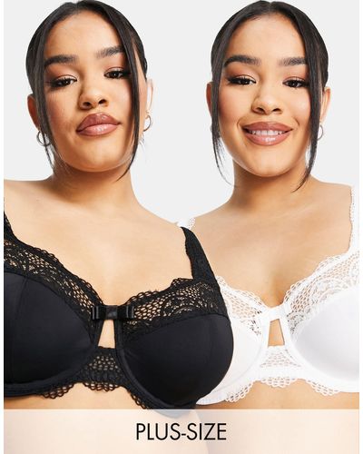 Simply Be 2 Pack Lottie Lace Underwired Bra - Black