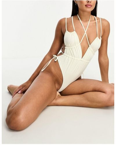 SIMMI Simmi Strappy Plunge Detail Swimsuit - Natural
