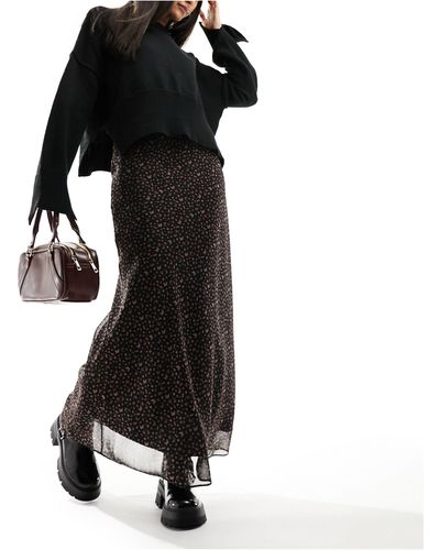 Miss Selfridge Chiffon Bias Maxi Skirt - Black