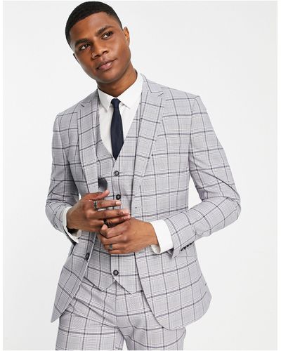TOPMAN Super Skinny Single Breasted Suit Jacket - Gray
