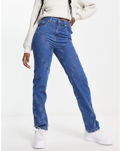 Rebellious Fashion Jeans Met Naaddetail - Blauw