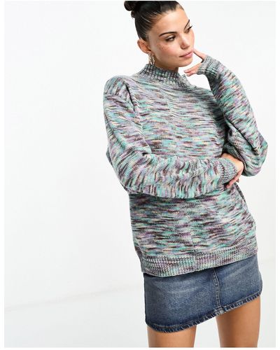 Daisy Street Roll Neck Sloughy Sweater - Gray