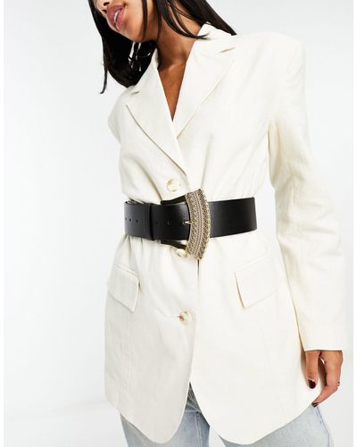 ASOS Cinturón ancho para la cintura con hebilla decorativa - Blanco