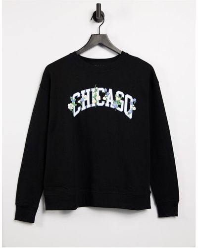 New Look Chicago Floral Embroidered Sweatshirt - Black