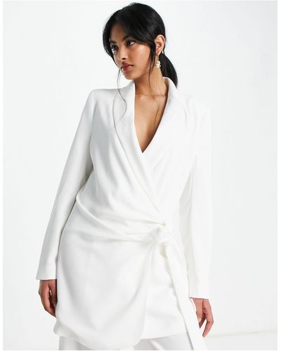 River Island Soft Belted Blazer Co-ord - White