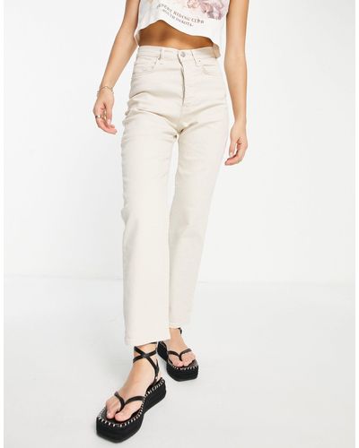NA-KD – jeans aus baumwolle mit geradem schnitt - Weiß