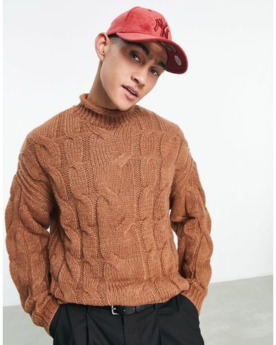ASOS Cable Knit Sweater - Brown