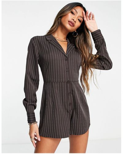 Lola May Revere Collared Playsuit With Open Back - Black