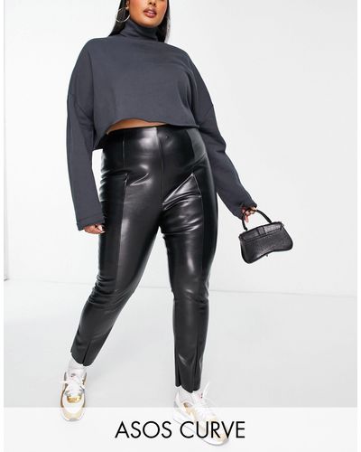 ASOS Asos Design Curve Leather Look Super Skinny Trouser - Blue