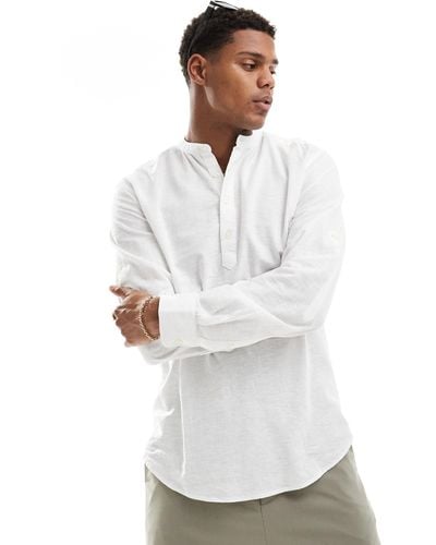 Only & Sons Linen Mix Overhead Shirt - White