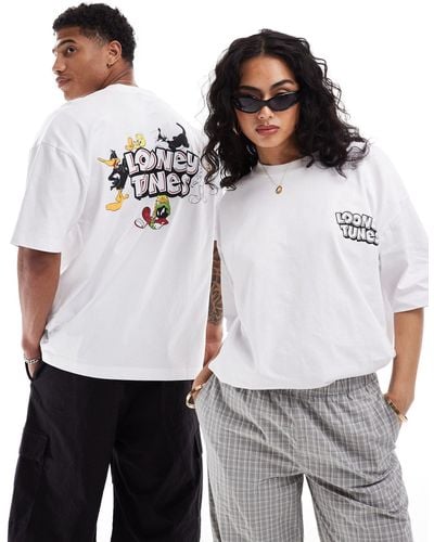 ASOS Unisex Oversized License T-shirt With Looney Tunes Prints - Grey