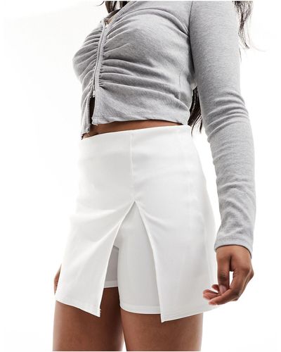 Fashionkilla Minifalda pantalón blanca - Gris