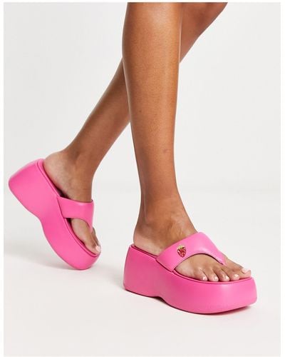 Daisy Street Exclusive Chunky Sole Flip Flop Sandals - Pink