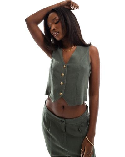 In The Style Linen Tailored Waistcoat Co-ord - Green