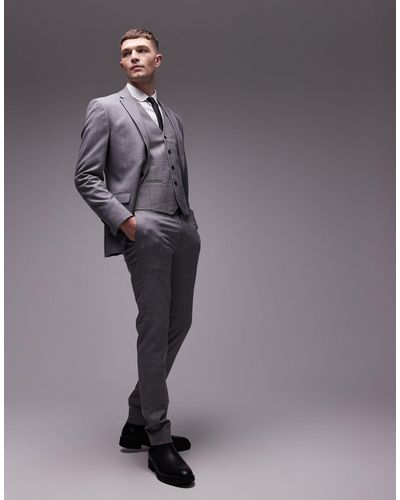 TOPMAN Stretch Super Skinny Suit Pants - Gray