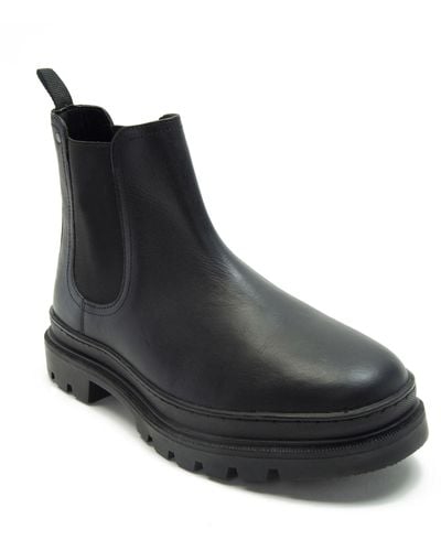 OFF THE HOOK Harrison Slip On Chelsea Leather Boots - Black