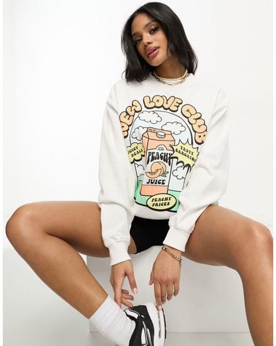 New Love Club Sweater Met Grafische Perrziksap-print - Wit