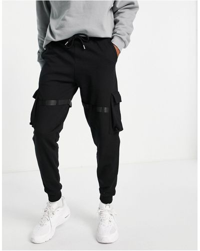 ASOS Utility Cargo joggers With Multi Pockets & Strapping - Black