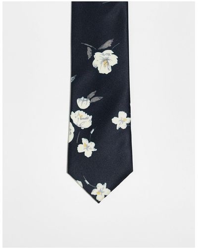 French Connection Floral Tie - Blue