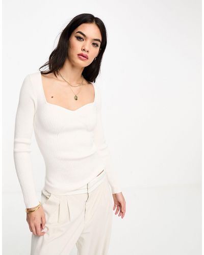 & Other Stories Sweetheart Neckline Knitted Top - White