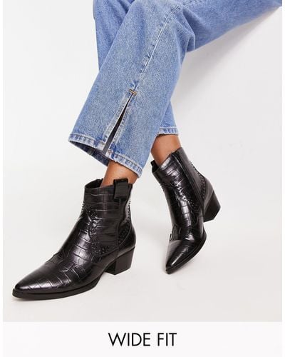 Glamorous Western Ankle Boots - Blue