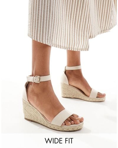 Truffle Collection Wide Fit Jute Wedge Heeled Espadrille - Natural