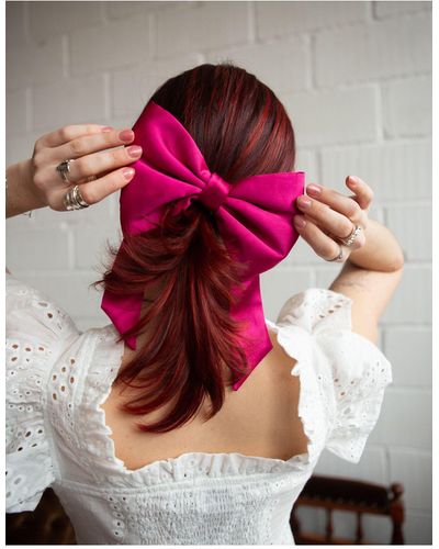 Labelrail X Lara Adkins Oversized Broderie Hair Bow - Pink